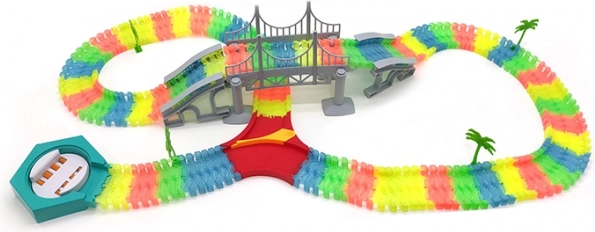 Lysende fleksibel racerbane 192 dele med LED-bil