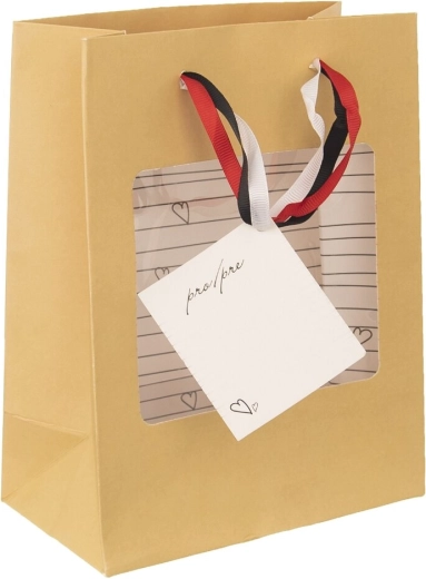 Gavepapirspose med hjerteformet vindue 18 × 10 × 23 cm