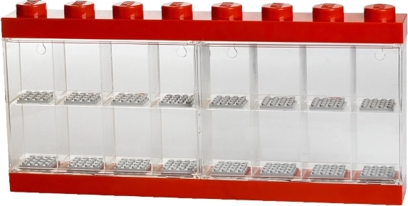 Samlervitrine til 16 LEGO-minifigurer – rød