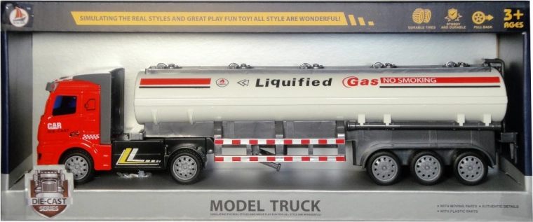 Tanklastbil med pull-back drivkraft
