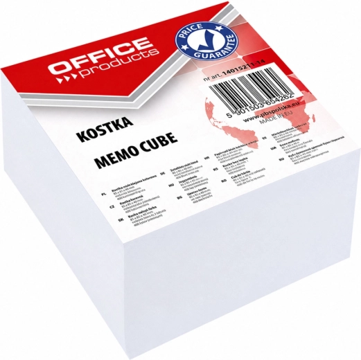 OFFICE PRODUCTS limet notatblok i terningform, hvid 85 × 85 mm, højde 40 mm - 1 stk.