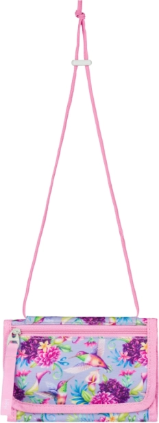 Halskæde pung med blomster og kolibrier motiv