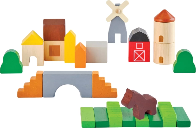 PlanToys træbyggeklodser på landet (Country Blocks)