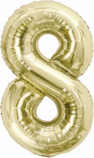Folieballon nummer 8 i champagnefarve, 85 cm