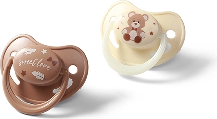 BabyOno silikone anatomiske sutter 0–6 m, 2 stk. (dag + selvlysende)