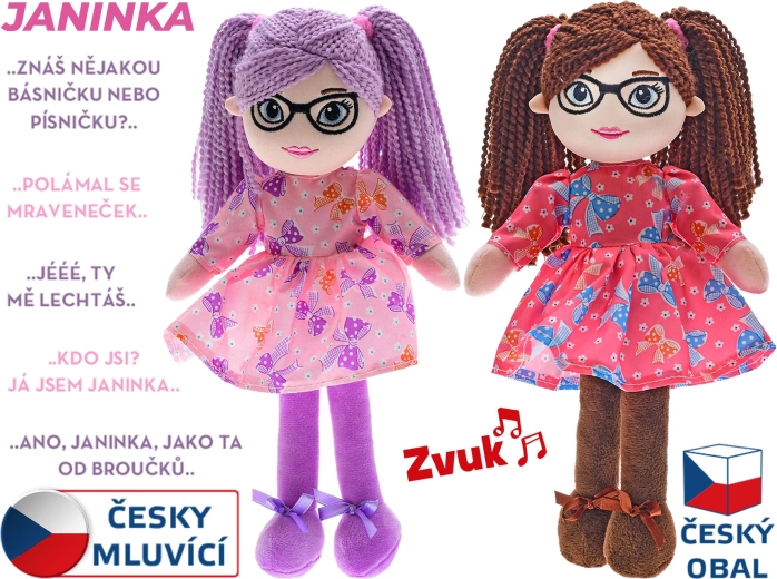Stofdukke Janinka 30 cm, taler tjekkisk