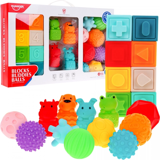 Mega sæt med 20 dyrebolde til børn 6 m+ Sensorisk legetøj Håndrehabilitering