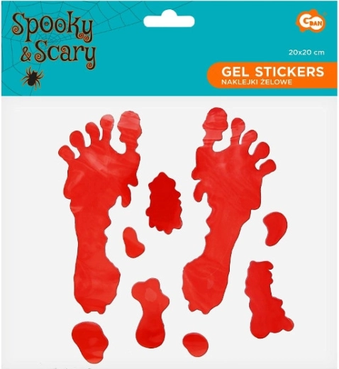 Gel-klistermærker med blodige fodspor og blodpletter til Halloween