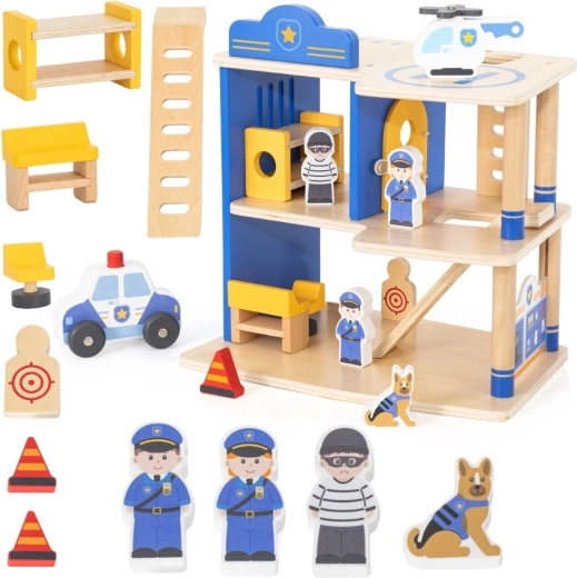 Viga Toys træpolitistation med tilbehør