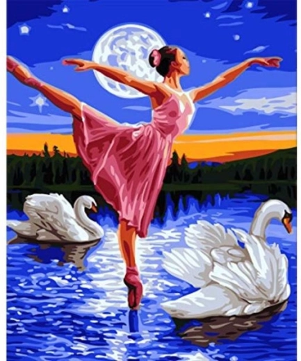Diamantbroderi (diamond painting) Svanesøen – ballerina 30 × 40 cm
