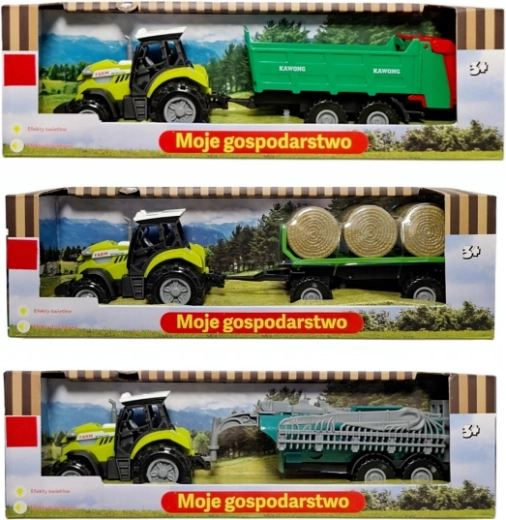 Traktor med trailer med lys og lyd