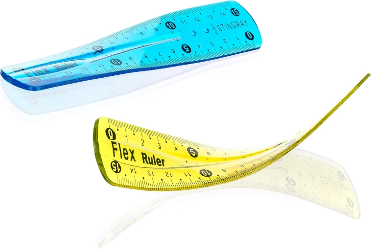 Flexi bøjeligt og uknækkeligt lineal 15 cm (mix af farver)
