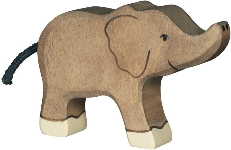 Holztiger lille elefant med løftet snabel - 1 stk.