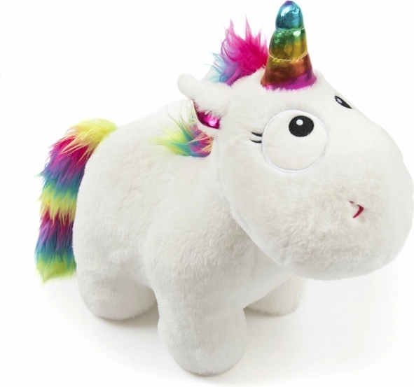 Sød plysunicorn med regnbuemanke - 34 cm