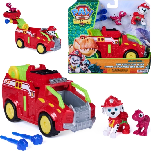 Spin Master Paw Patrol-film Dino Rescue – brandbil Marshall 20 cm med figurer og projektiler