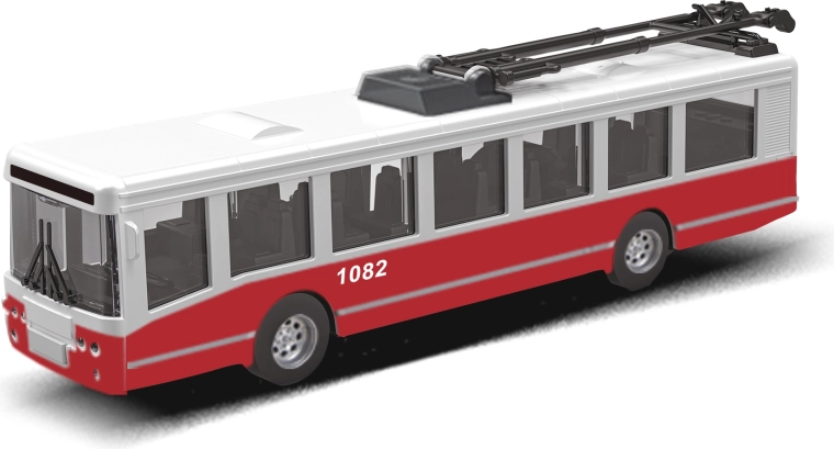 Trolleybus MHD rød 16 cm