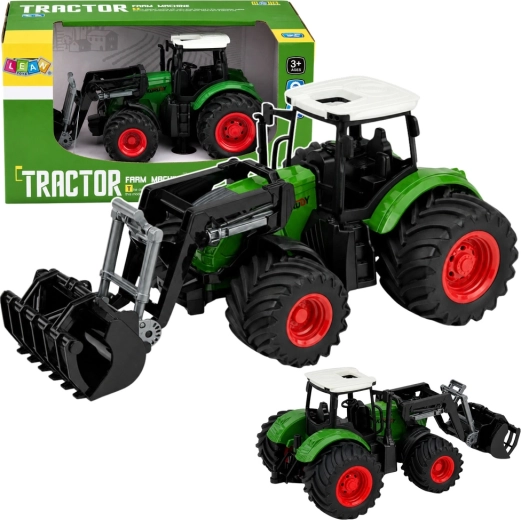 Farmtraktor med frontlæsser 1:24, gummihjul, grøn