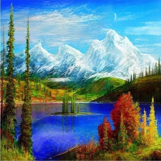 Diamantmaling Bjergsø 30 × 40 cm