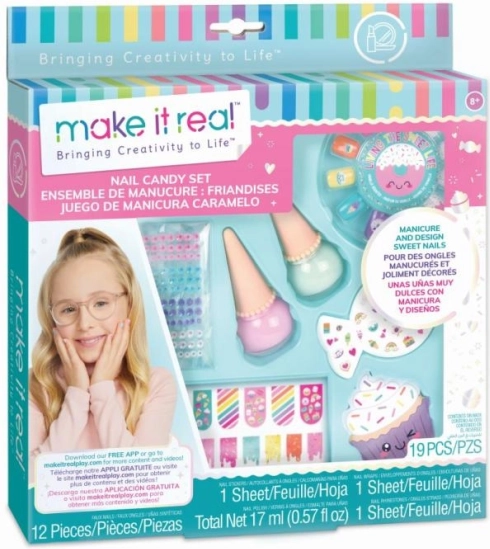 Farverigt sæt til negle med klistermærker Candy