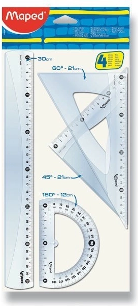 Maped linealsæt Classic, 4-delt transparent