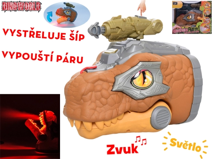 Dinoworld interaktivt dinosaurhoved 17 cm med lyde og damp
