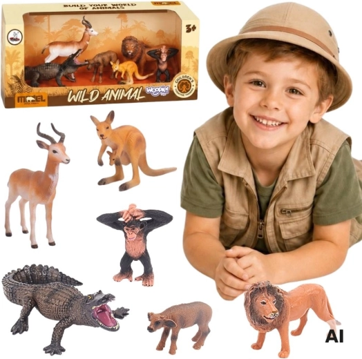Woopie sæt med safari-dyrefigurer 6 stk.