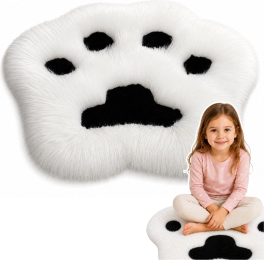 Plysset, fluffy tæppe i poteform sort-hvidt 60 × 60 cm