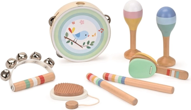 Lelin sæt med musikinstrumenter med fugl