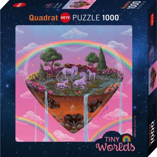 Heye firkantet puslespil Tiny Worlds: Enhjørninger, 1000 brikker