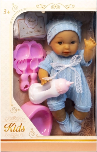 Babydukke med tilbehør – drikker og tisser – 1 stk.