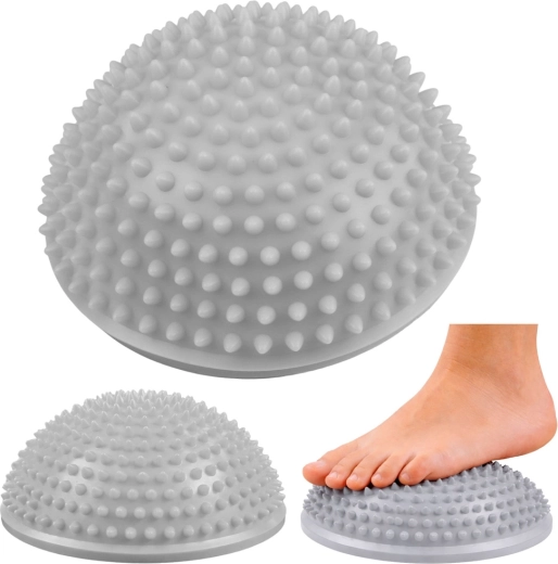 Sensorisk balancerings-halvkugle med massageknopper, grå 16 cm