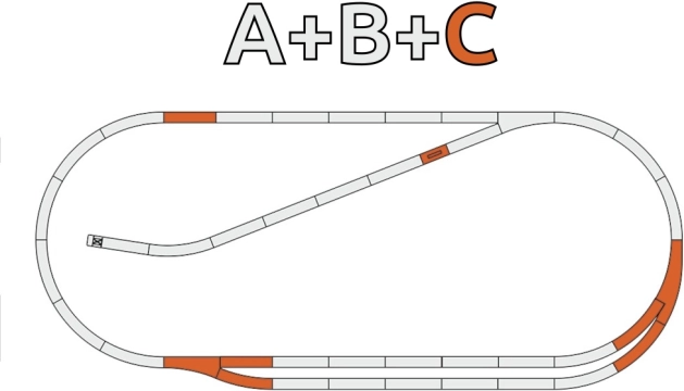 Roco geoLINE C-sporsæt med ballast – parallelt afsnit H0