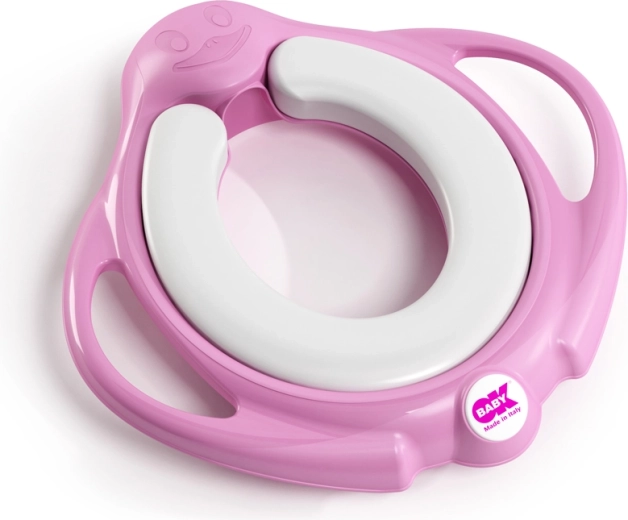 Okbaby pinguo soft blød skridsikker toiletindsats med håndtag, rosa - 1 stk.