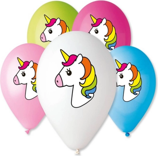 Gemar oppustelig latexballon med enhjørningetryk 32 cm, pastelfarver - 1 stk.