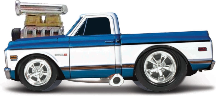 Maisto Muscle Machines Chevrolet C10 Pickup 1972 blå-hvid 1:64