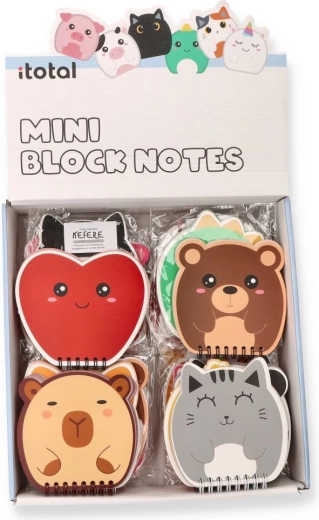 Sød notesbog med dyremotiv, spiral, 80 ark