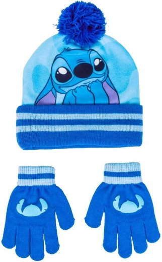 Sæt med børnehue og handsker Lilo og Stitch