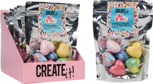 Brusende badebomber hjerter 7 stk