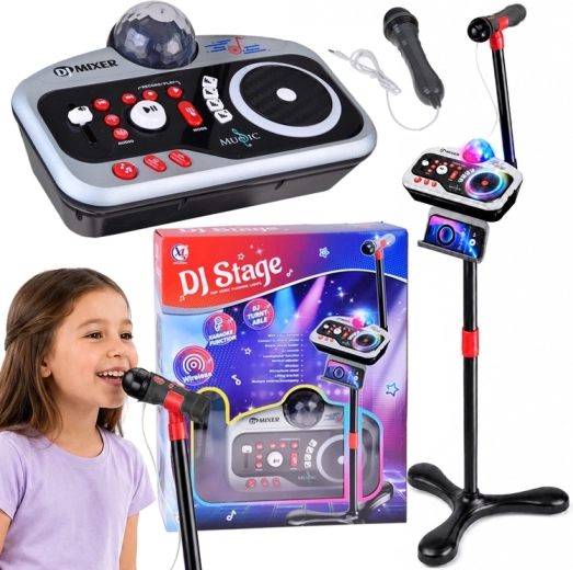 Børne-DJ-konsol DJ Stage med karaokemikrofon, Bluetooth og diskokugle
