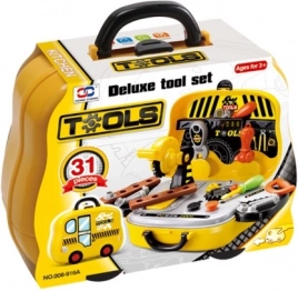 Værktøjssæt til små gør-det-selv folk i en bilformet kuffert