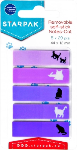 Indeksfaner med kat 4,4 × 1,2 cm (5 mønstre) – 1 pakke