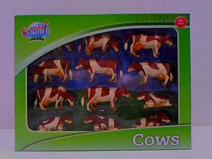 Kids Globe ko-figurer brun-hvide, 12 stk. (1:32)