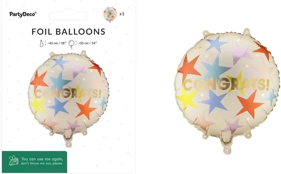Folieballon pastil „Congrats“ 35 × 35 cm, farvemix