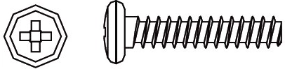 Selvskærende skruer med krydskærv og rundt hoved 3 × 15 mm til Voltage, Major, Tiger og Hoolk - 1 stk.