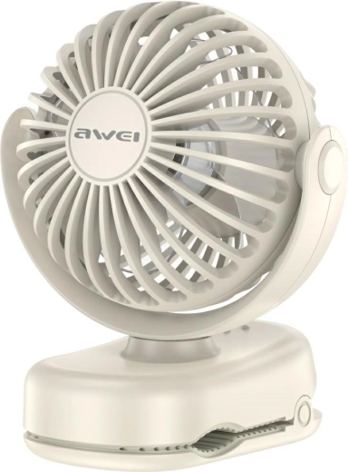 Awei F45 mini bordventilator med klemme, hvid