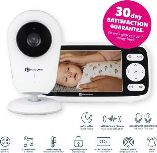 Digital babyalarm PETITE&MARS Nano 4.0 med 4" HD-skærm