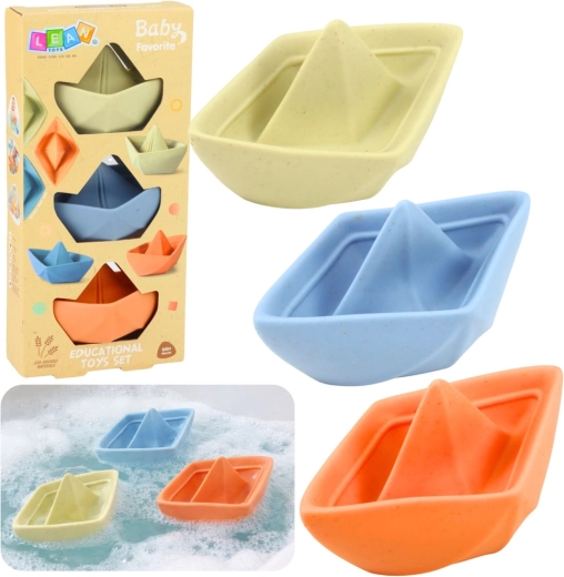 Sæt med gummibåde til badet for babyer, pastelfarver, 3 stk.