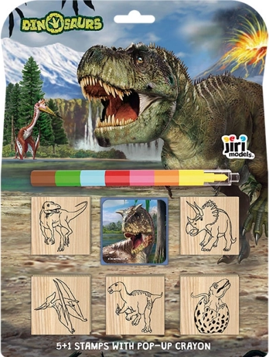 Stempler 5+1 med voksfarveblyant Dinosaurer