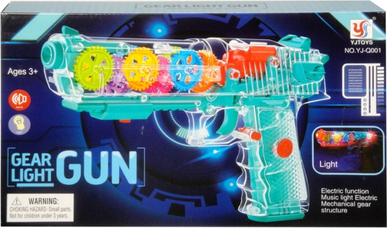 Gennemsigtig pistol med lys og lyd