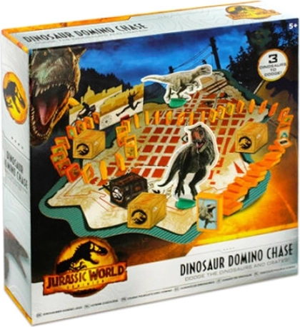 Jurassic World Dominion: dinosaur-dominojagt – familiespil